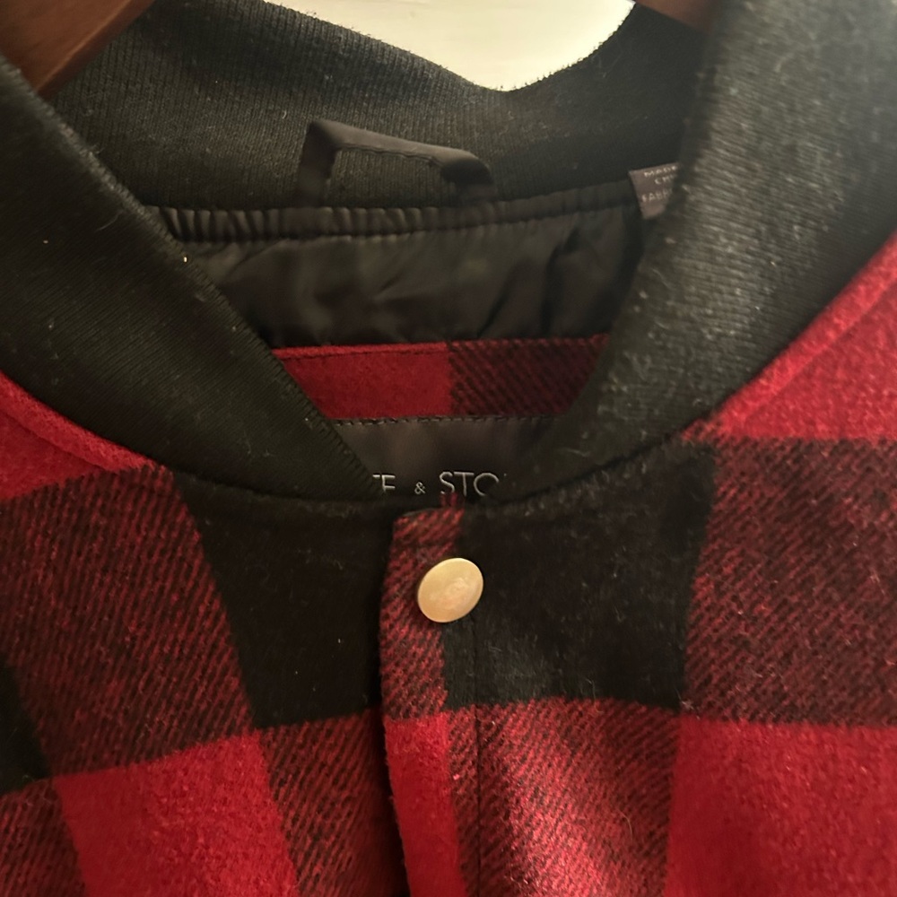 Slate & Stone Checkered Pattern Varsity Jacket. - image 4